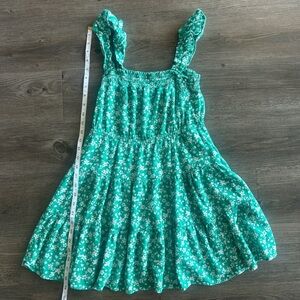 Copper Key Blue and Green Ruffled Smocked Sundress